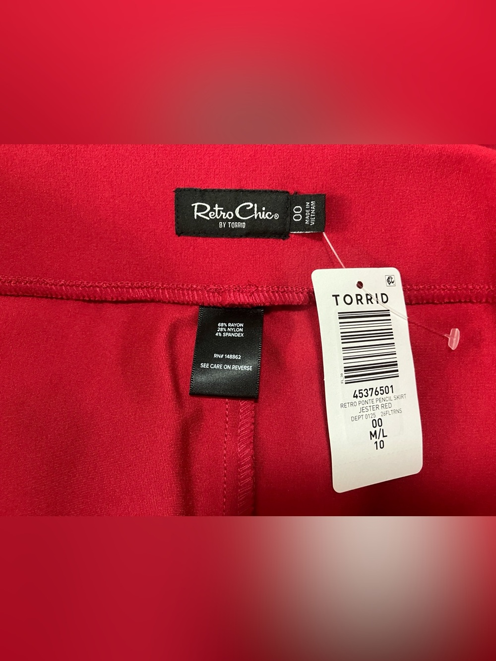 Torrid Retro Chic Ponte Pencil Skirt 00 Jester Red NWT - Picture 12 of 15